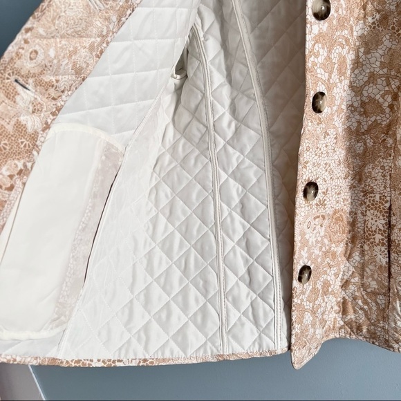 Chico's Lace-Print Quilted Neutral Lightweight Classic Jacket - Picture 11 of 16